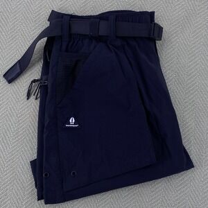 beardedgoat Shorts Mens XL Black Ripstop Utility Hiking Shorts Integrated Belt